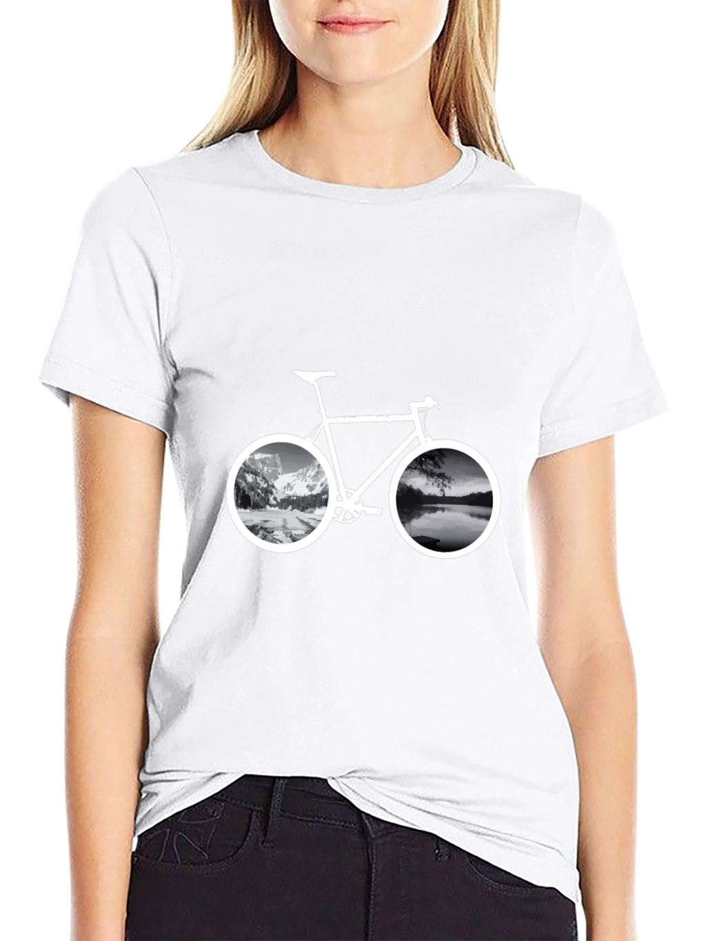 Mountain & Lake Bike Graphic T-Shirt