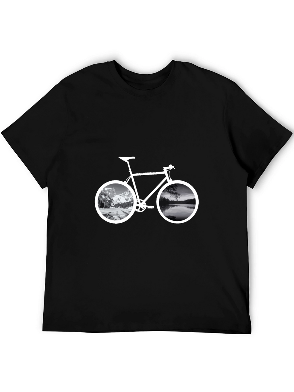 Mountain & Lake Bike Graphic T-Shirt