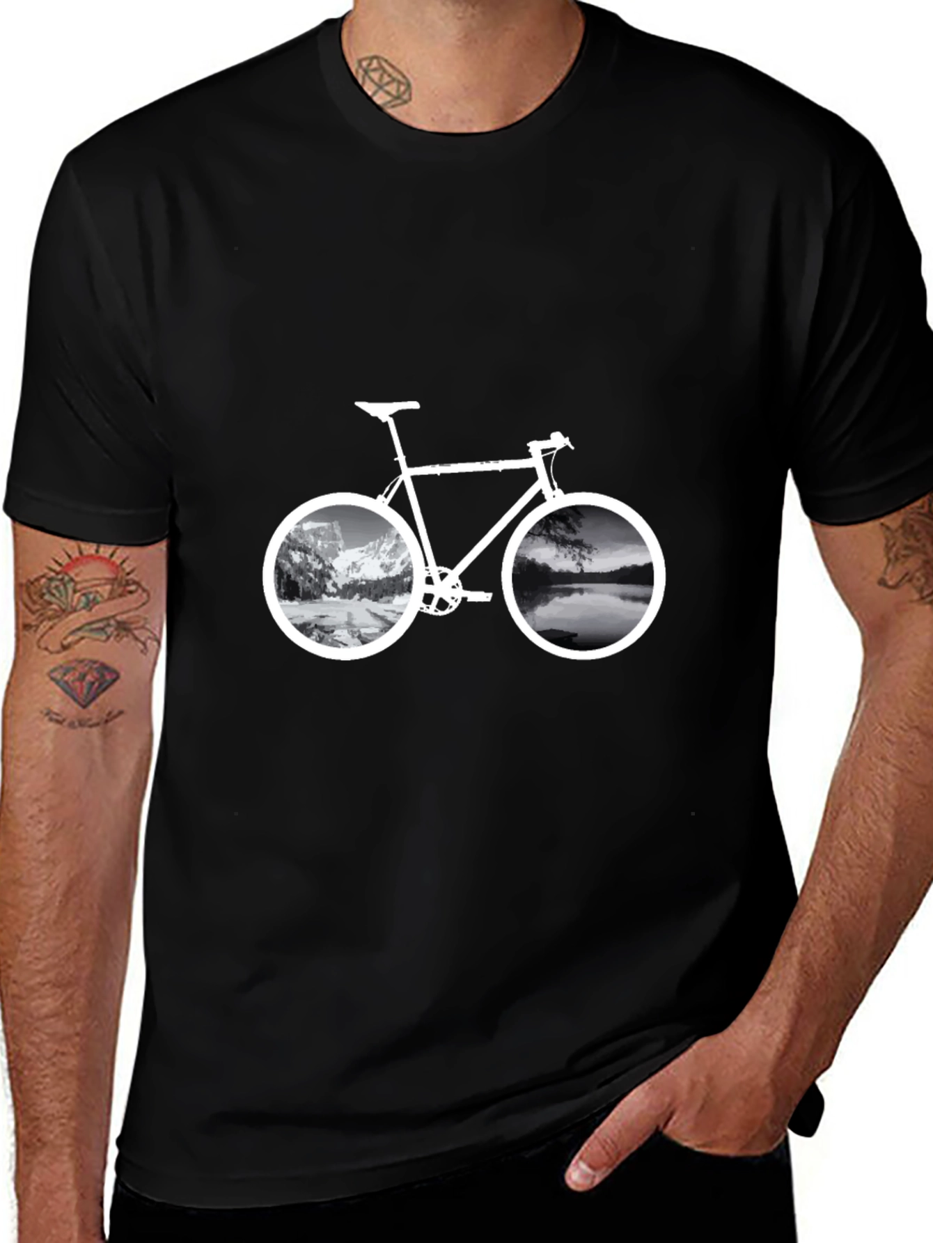 Mountain & Lake Bike Graphic T-Shirt