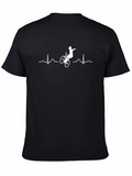 Mountain Biker Heartbeat Graphic Tee - Cool Rider Shirt