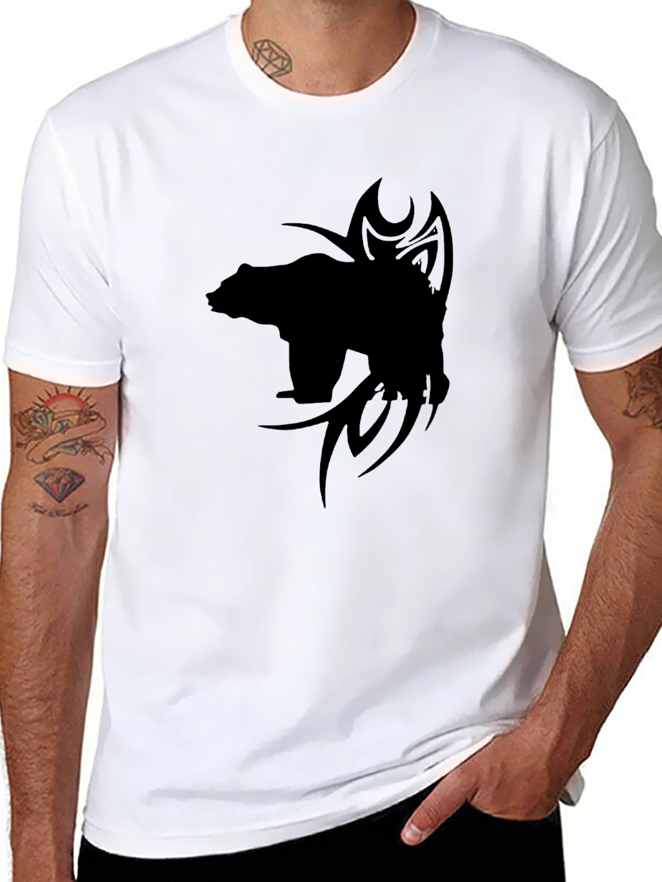Black Bear Tribal Design T-Shirt
