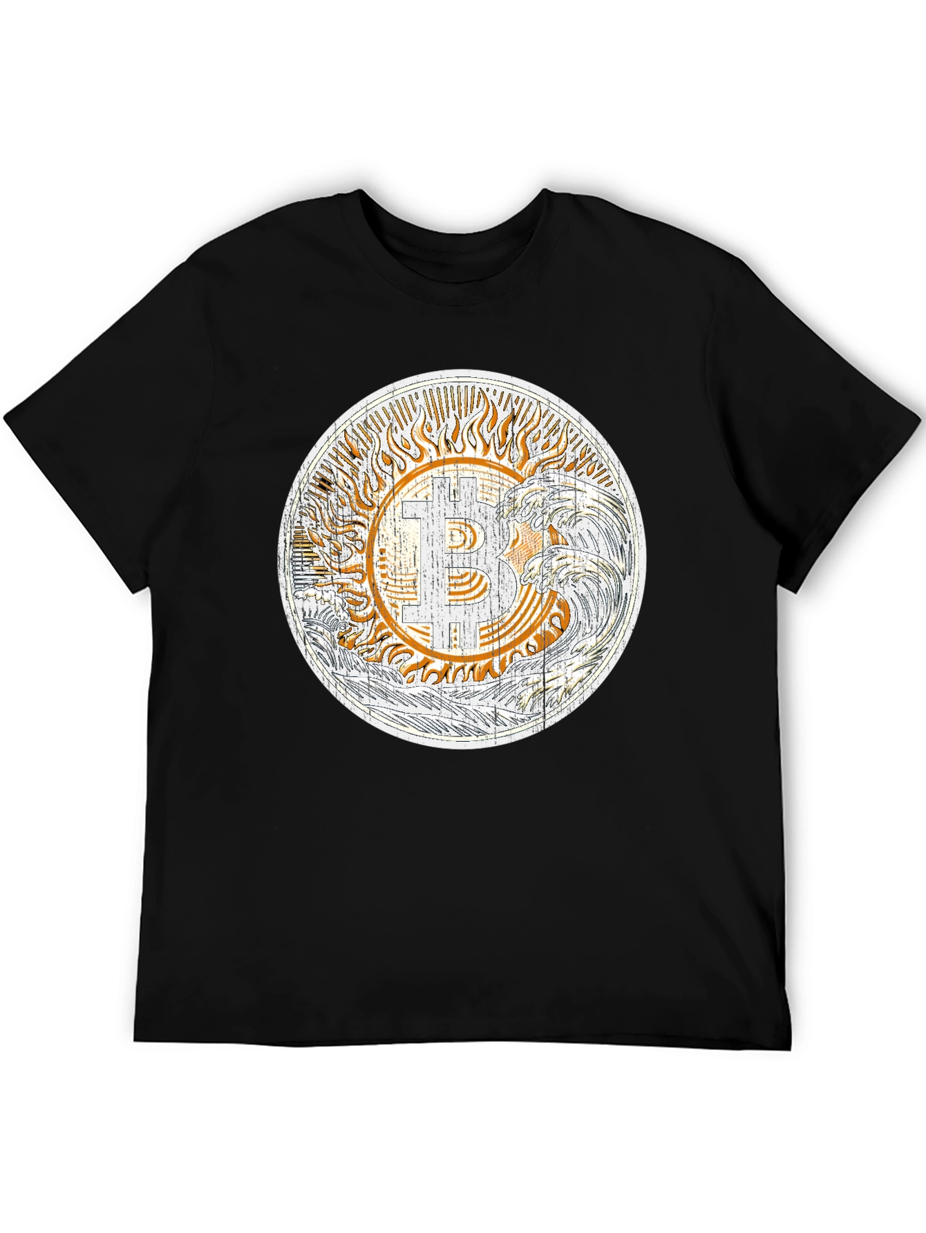 Bitcoin Sun & Waves Graphic T-Shirt - Black