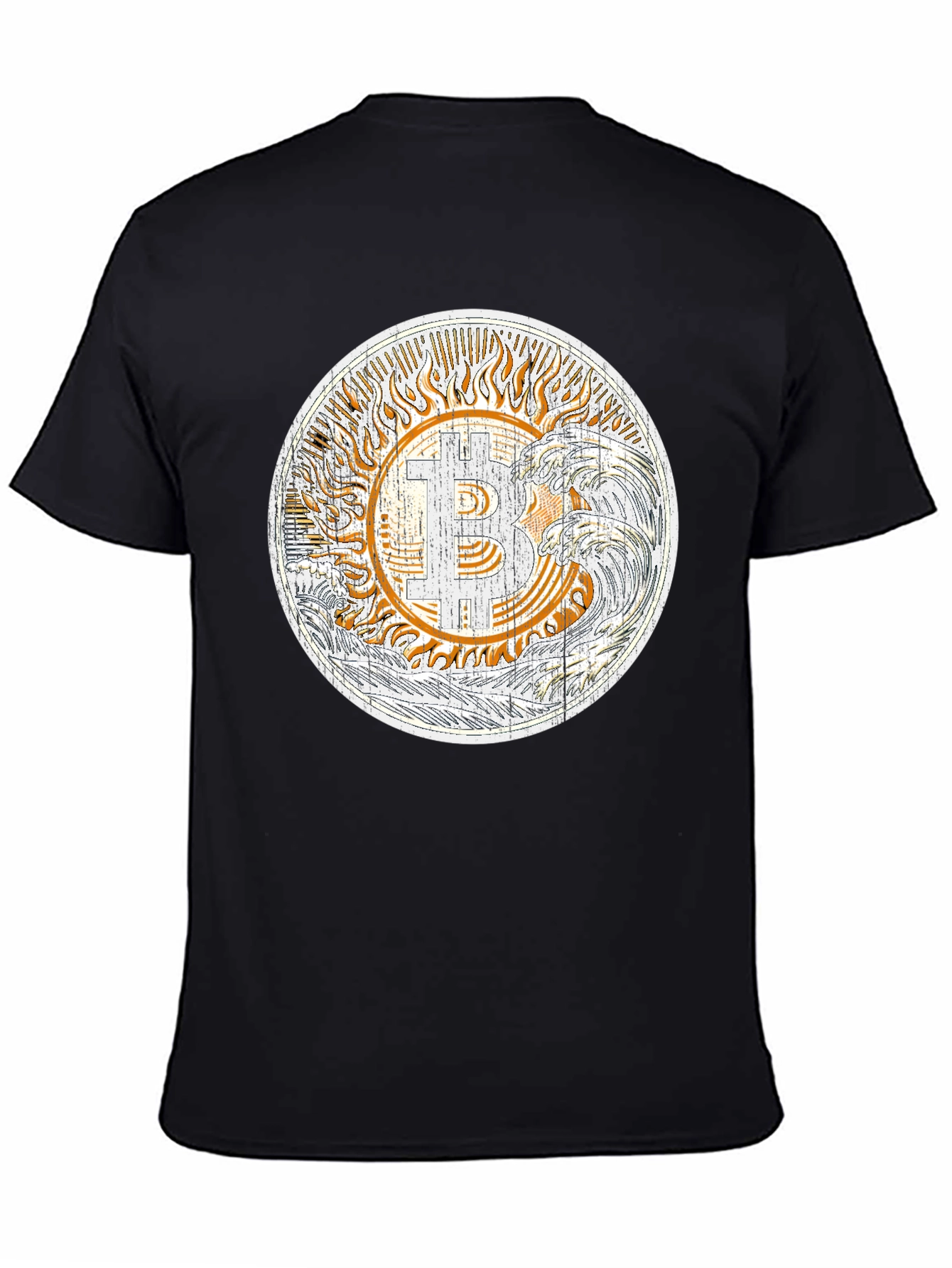 Bitcoin Sun & Waves Graphic T-Shirt - Black