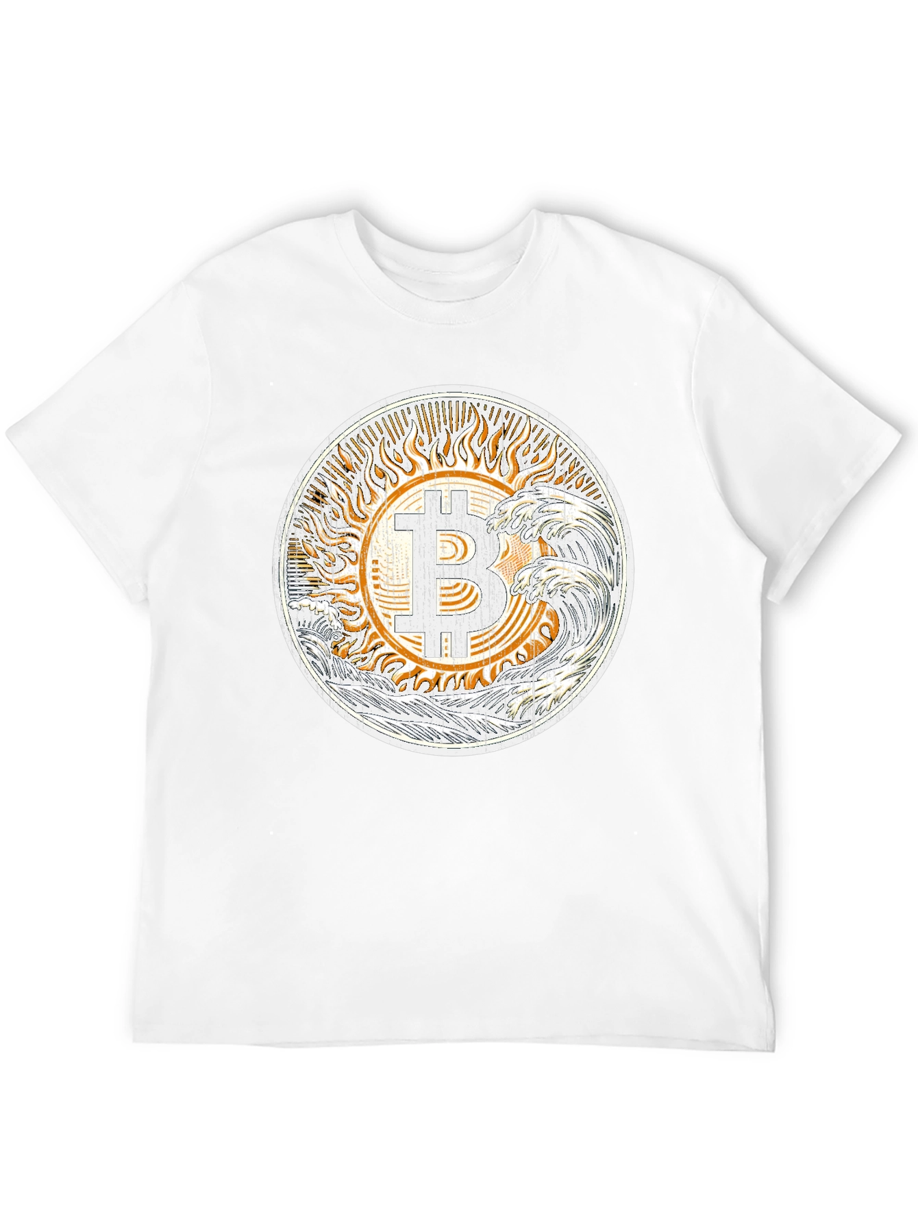 Bitcoin Sun & Waves Graphic T-Shirt - Black