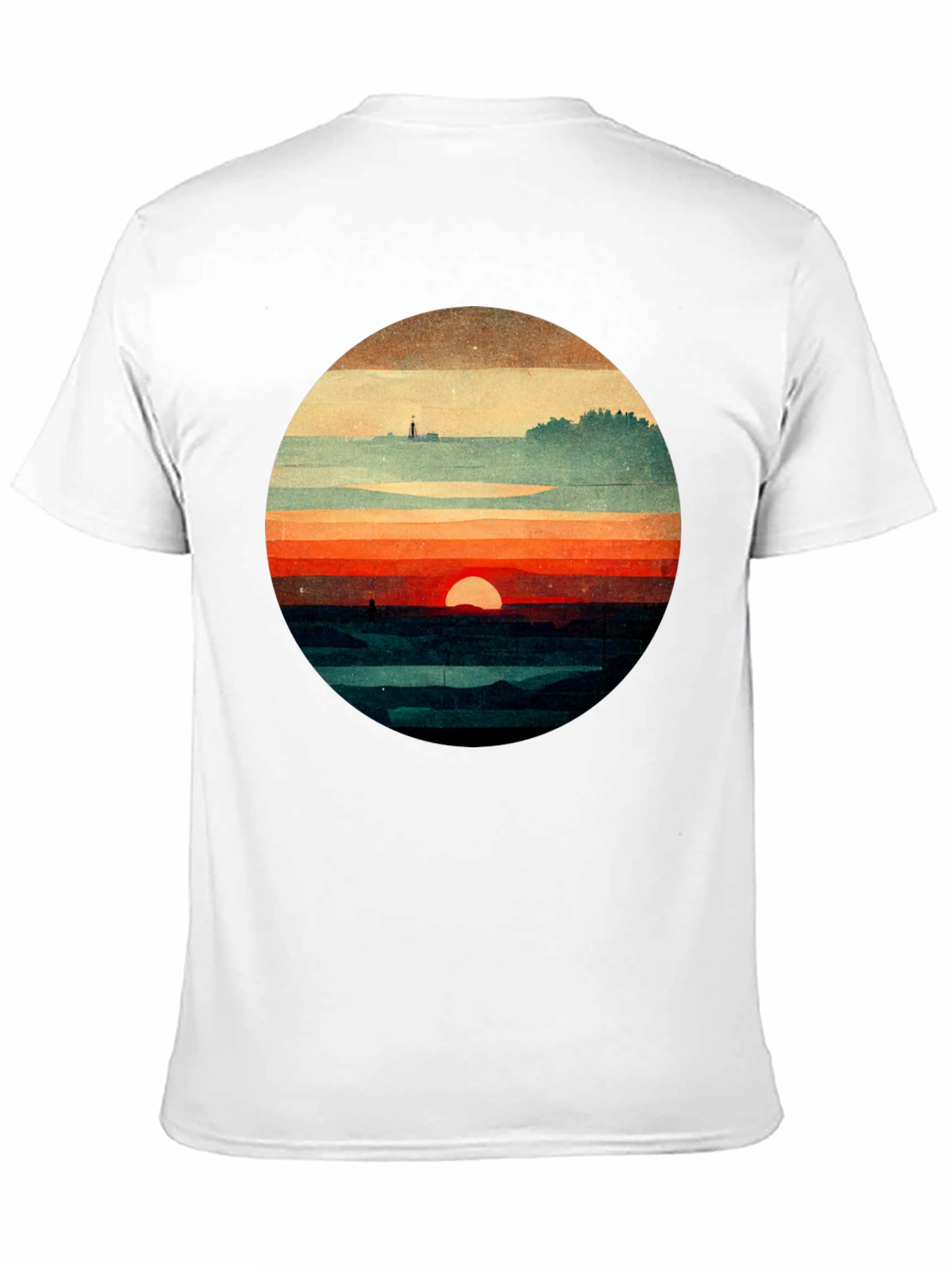 Retro Sunset Graphic Tee - Unique Landscape Design