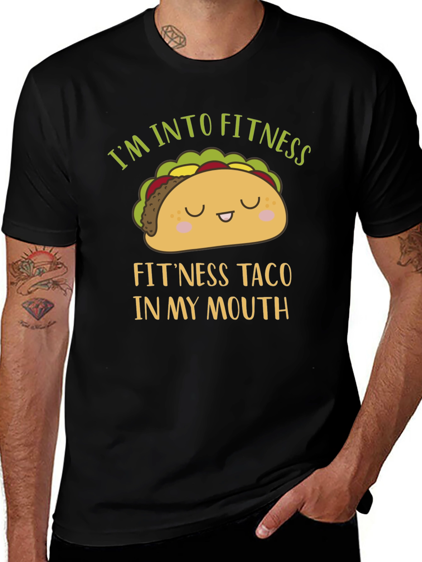 Funny Fitness Taco Graphic Mens T-Shirt