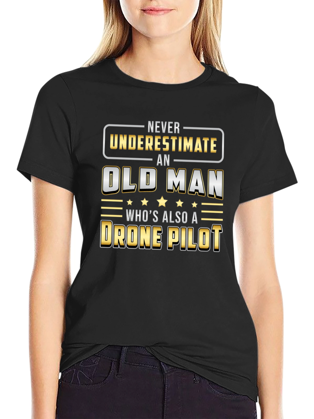 Old Man Drone Pilot Tee - Funny Graphic T-Shirt