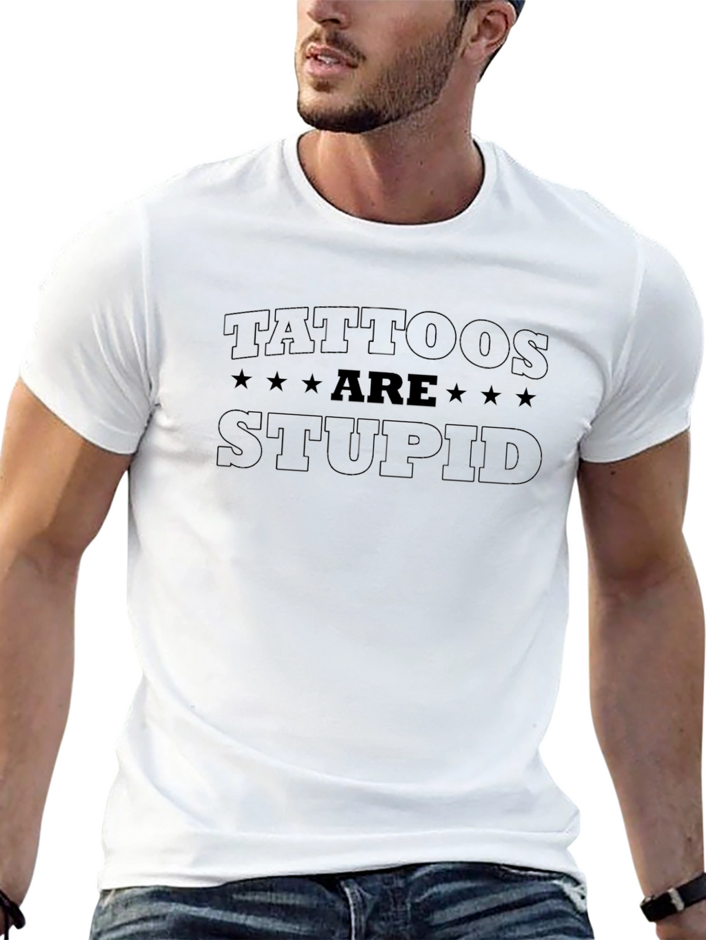 Tattoos Are Stupid Black Crewneck T-Shirt