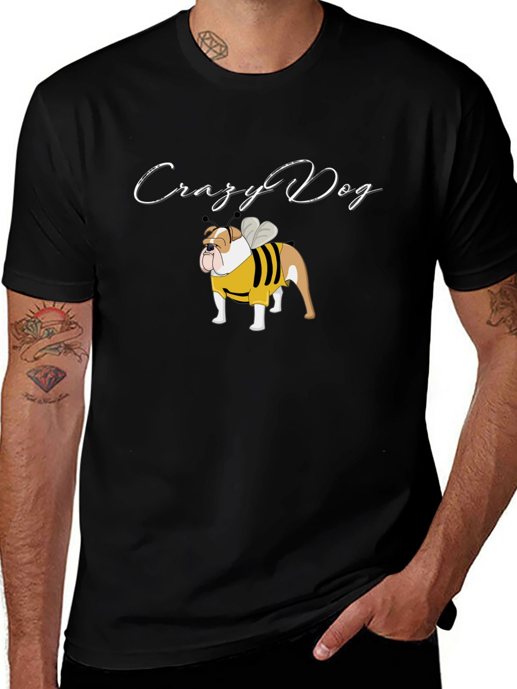 Crazy Dog Bulldog Bee T-Shirt