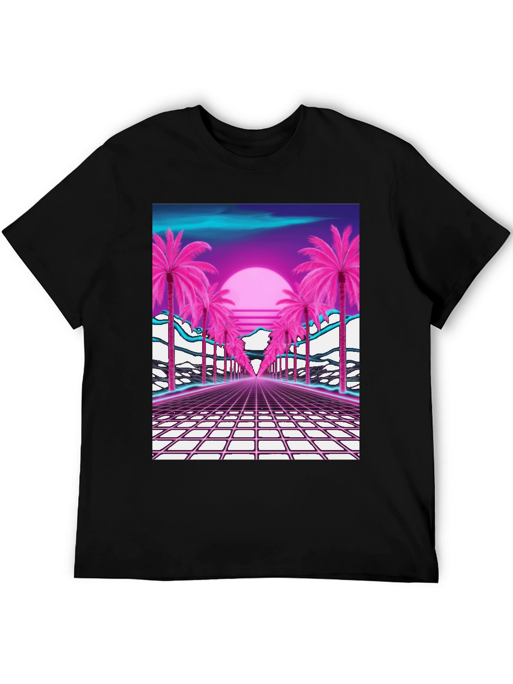 Retro Sunset Palm Tree T-Shirt - Vaporwave Style
