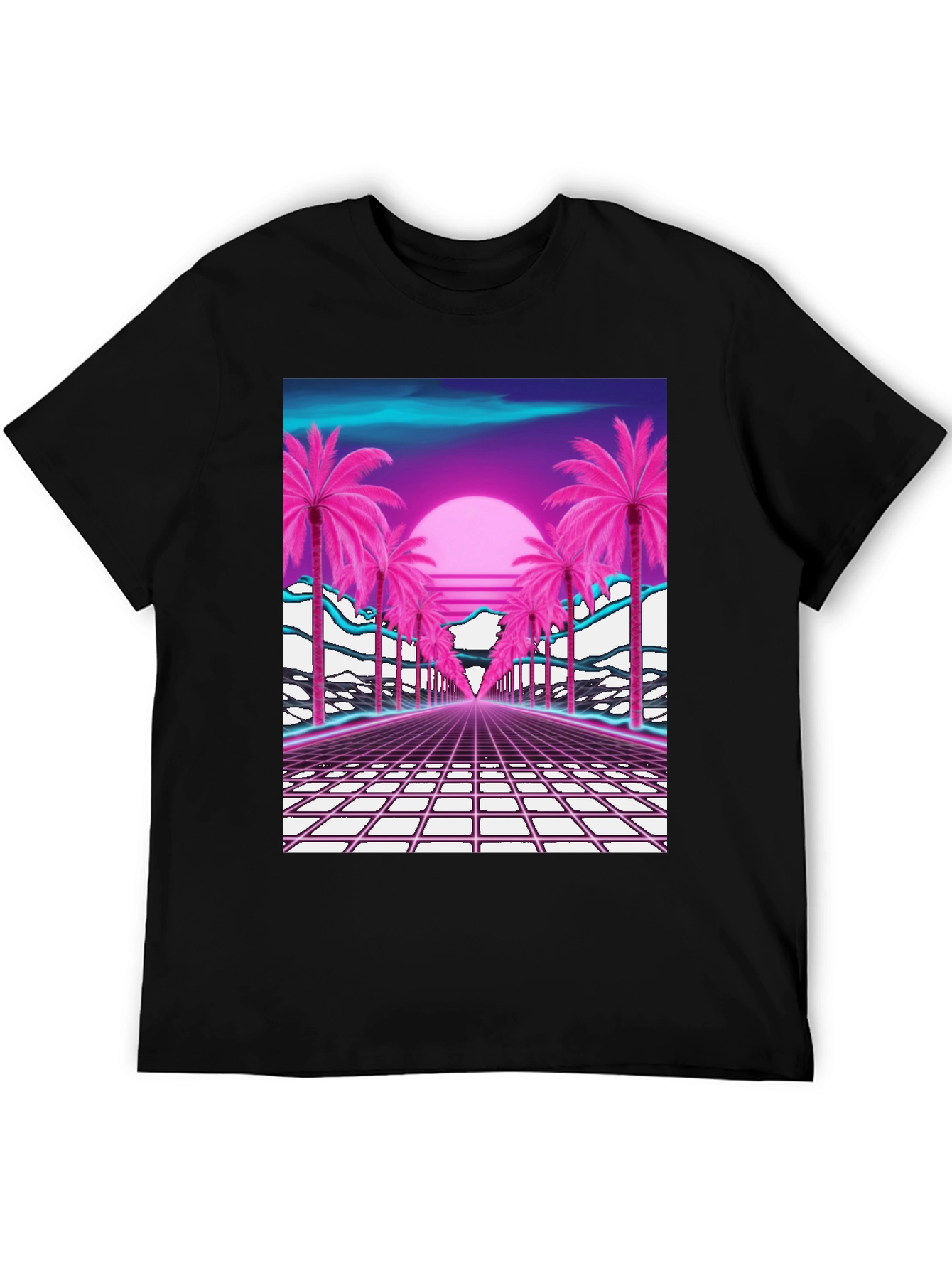 Retro Sunset Palm Tree T-Shirt - Vaporwave Style