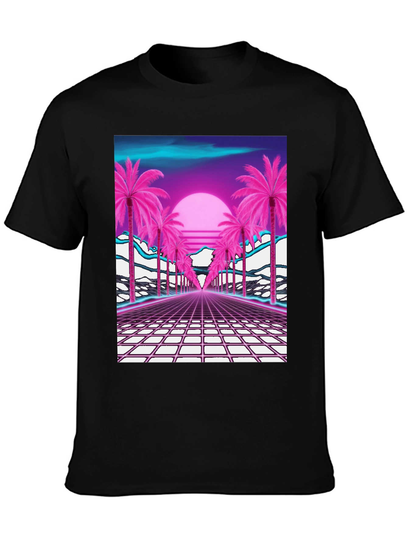 Retro Sunset Palm Tree T-Shirt - Vaporwave Style