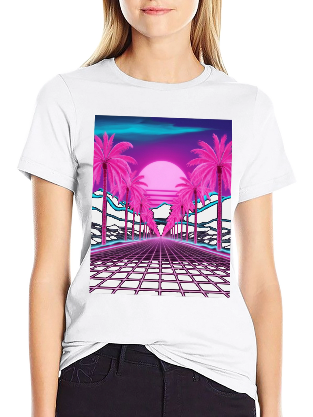 Retro Sunset Palm Tree T-Shirt - Vaporwave Style