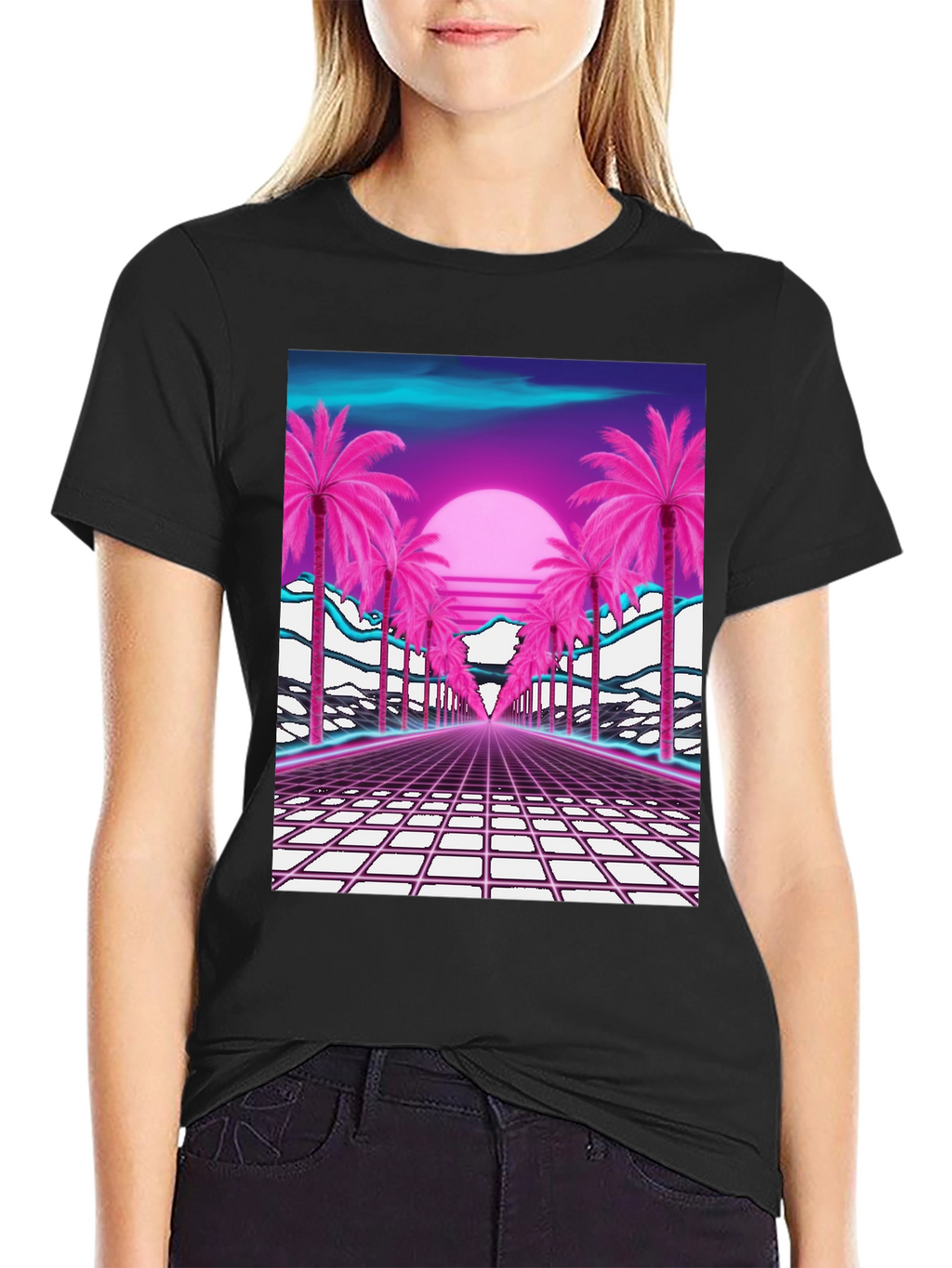 Retro Sunset Palm Tree T-Shirt - Vaporwave Style