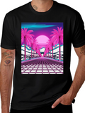 Retro Sunset Palm Tree T-Shirt - Vaporwave Style