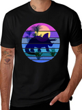 Retro Dinosaur Sunset Graphic T-Shirt
