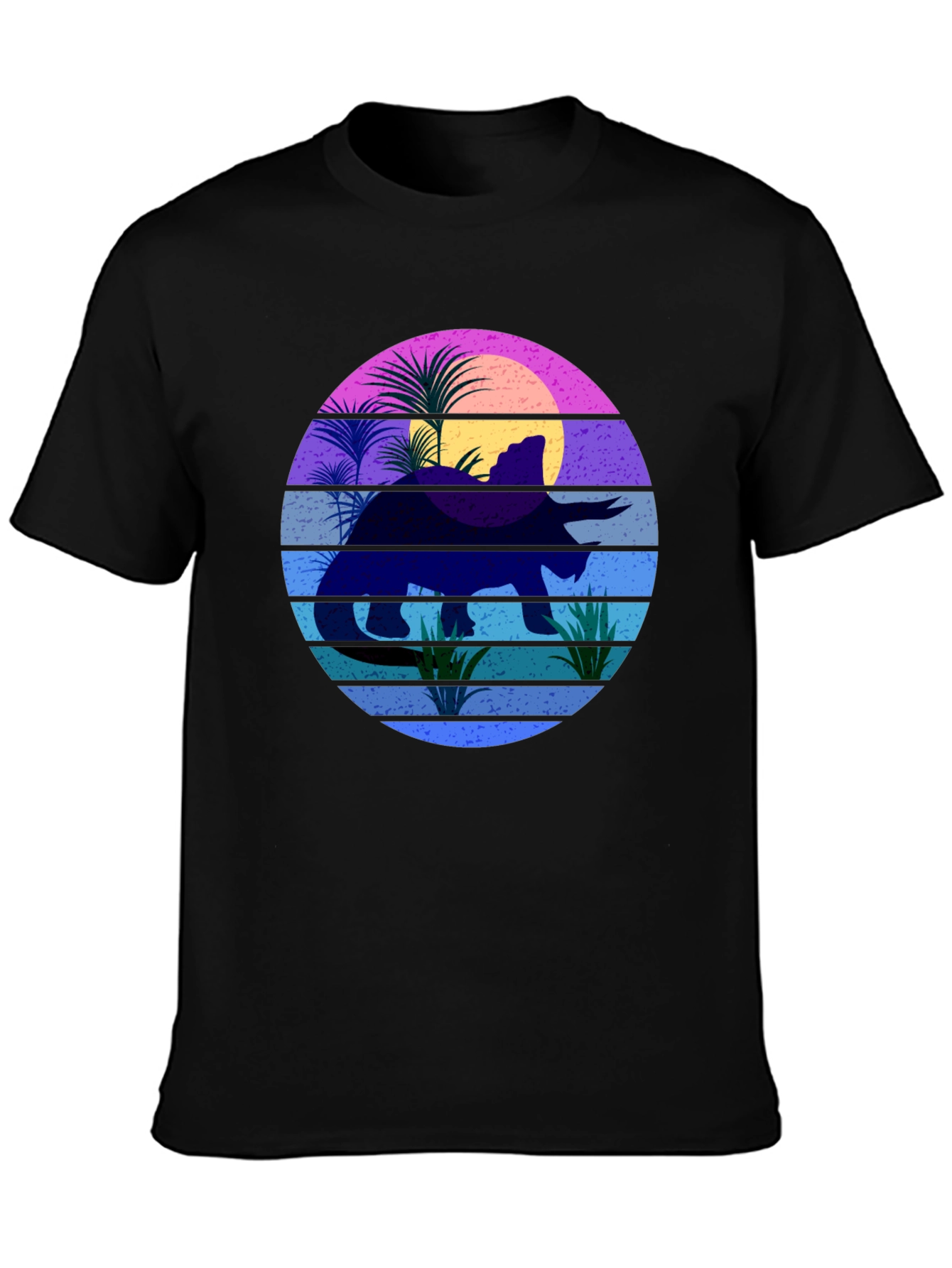 Retro Dinosaur Sunset Graphic T-Shirt