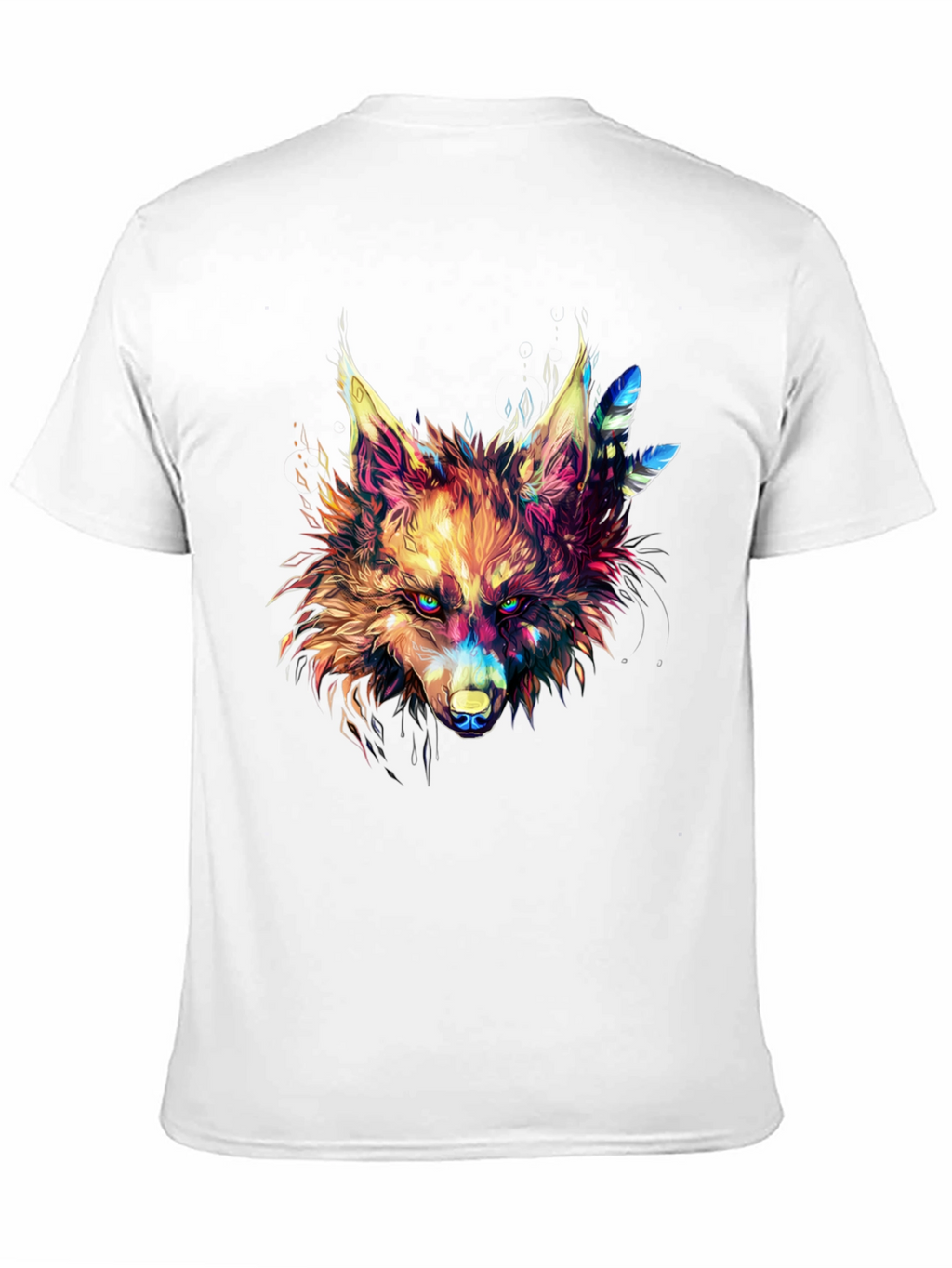 Vibrant Wolf Graphic Black T-Shirt