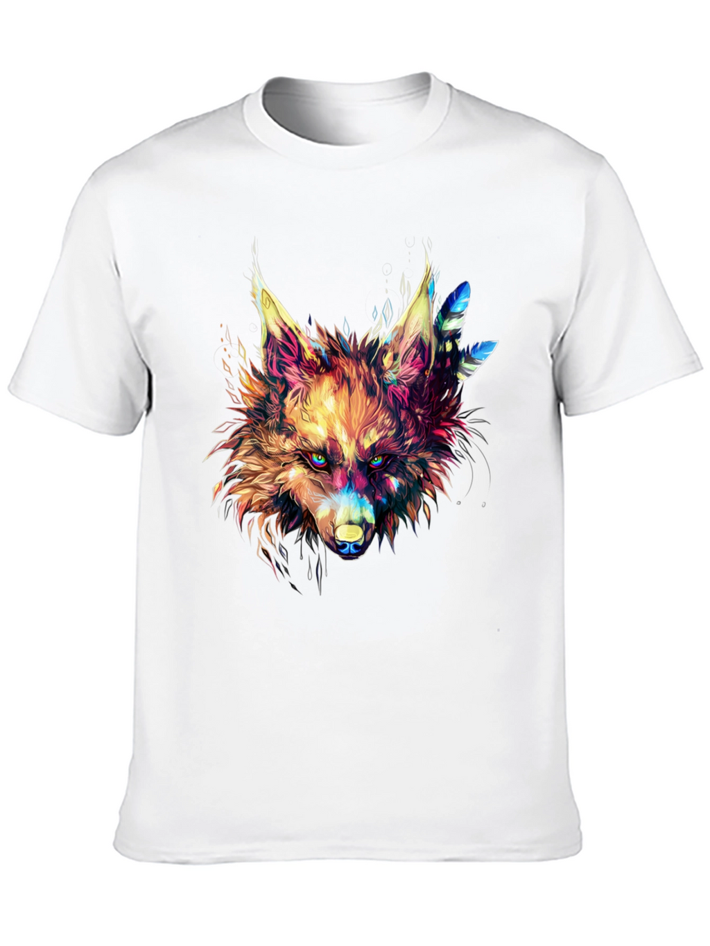 Vibrant Wolf Graphic Black T-Shirt