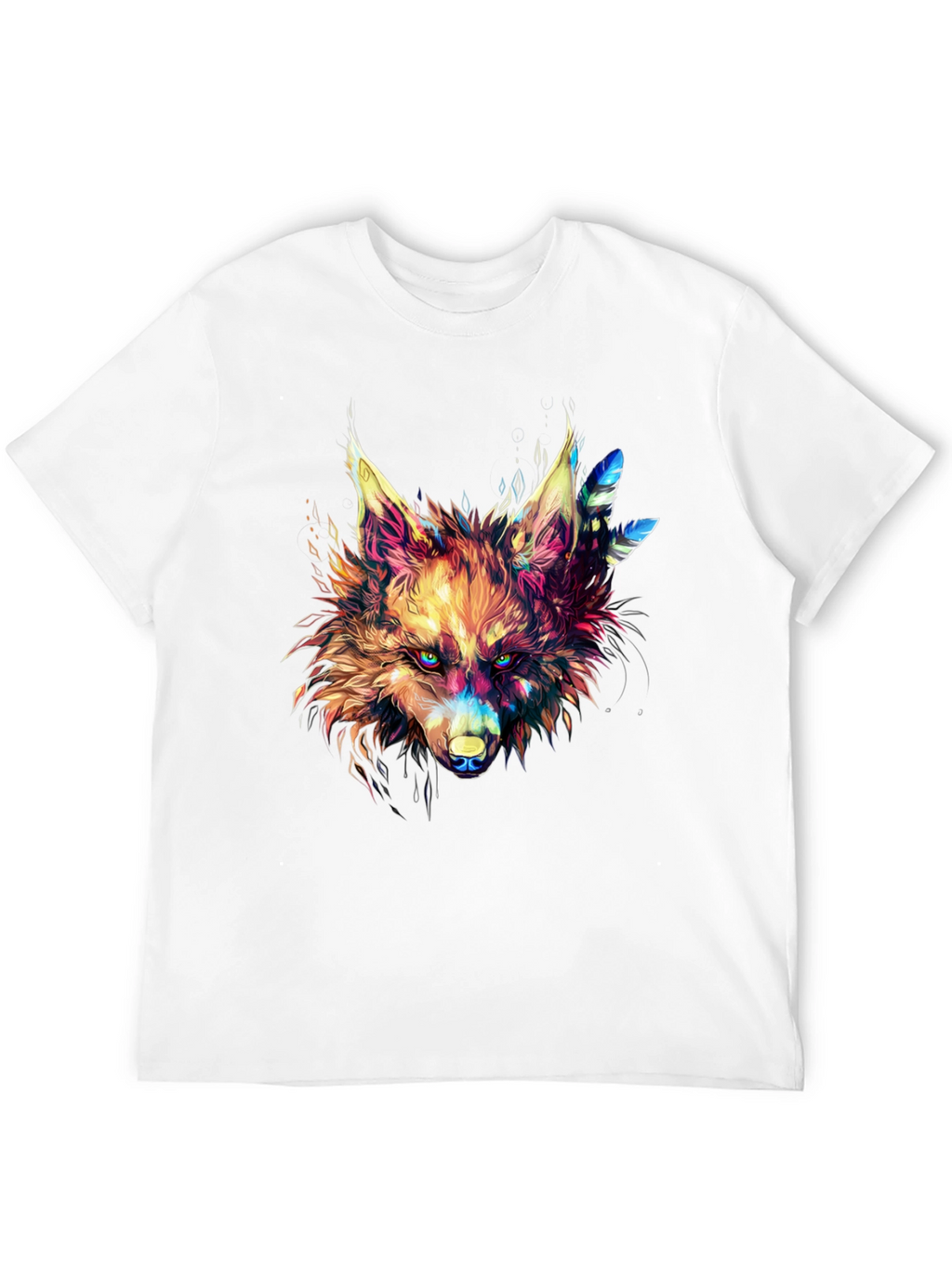 Vibrant Wolf Graphic Black T-Shirt