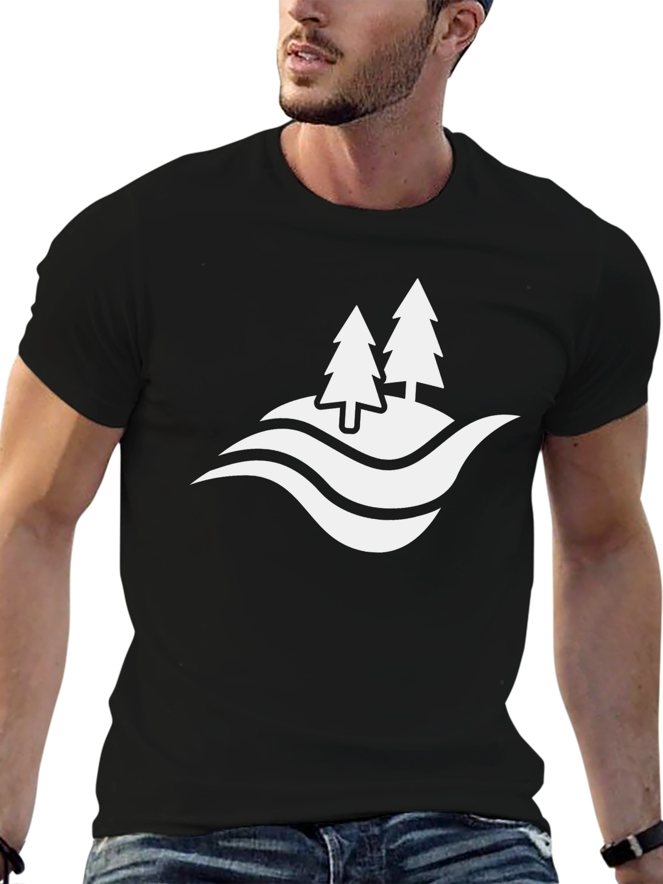Nature Scene Graphic Black T-Shirt