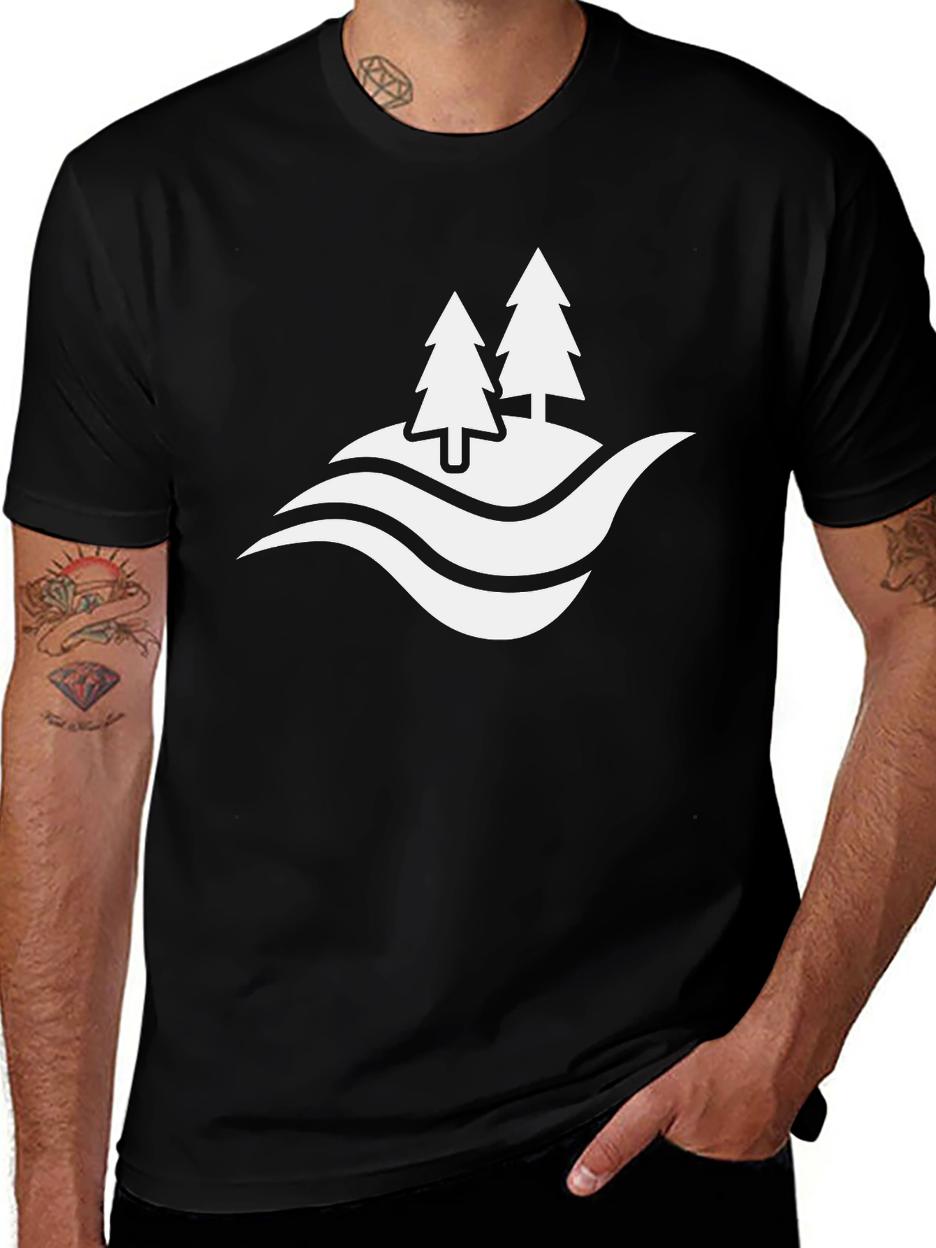Nature Scene Graphic Black T-Shirt