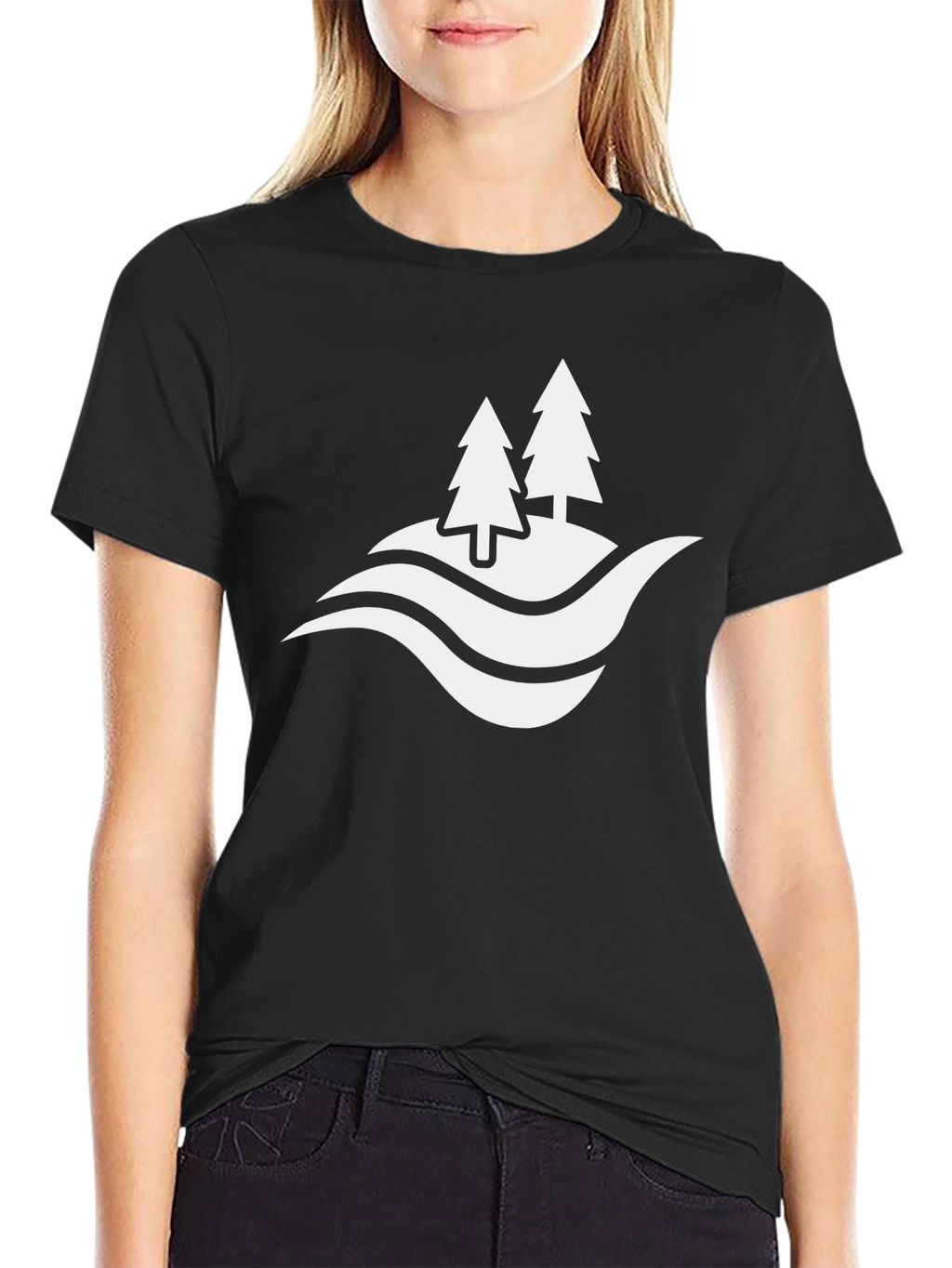 Nature Scene Graphic Black T-Shirt