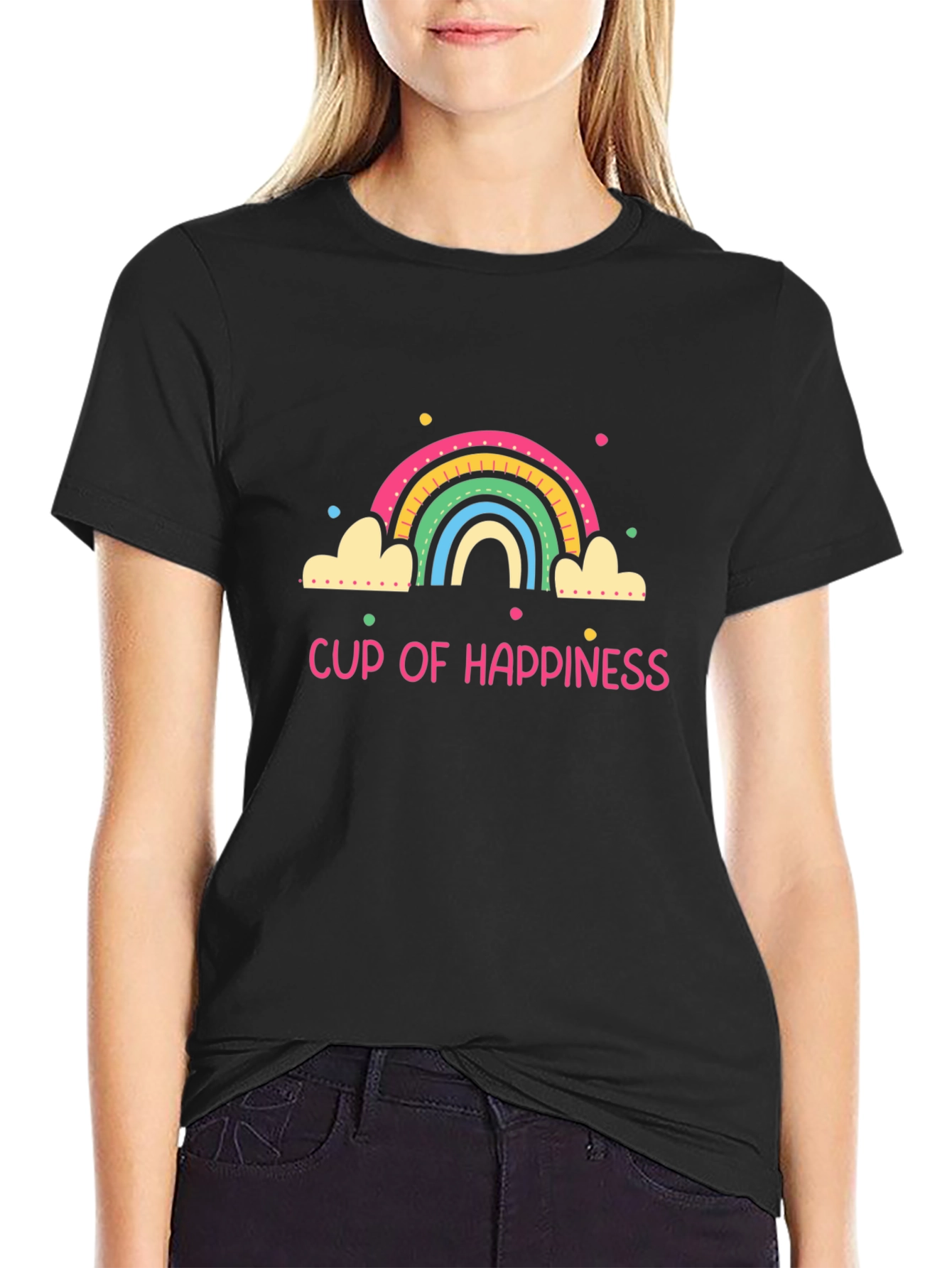 Cup of Happiness Graphic Tee - Black Unisex T-Shirt