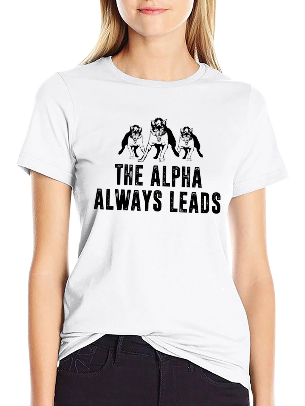 The Alpha Always Leads Mens Black Graphic T-Shirt
