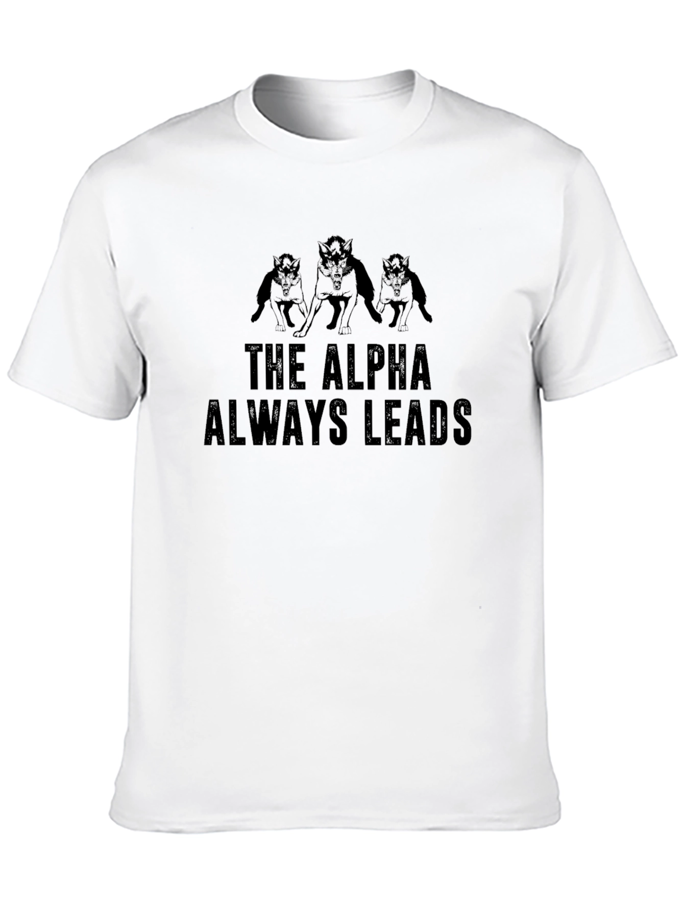 The Alpha Always Leads Mens Black Graphic T-Shirt