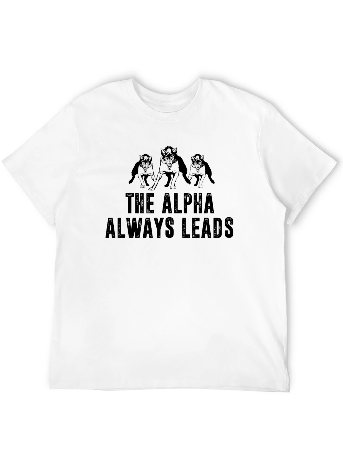 The Alpha Always Leads Mens Black Graphic T-Shirt