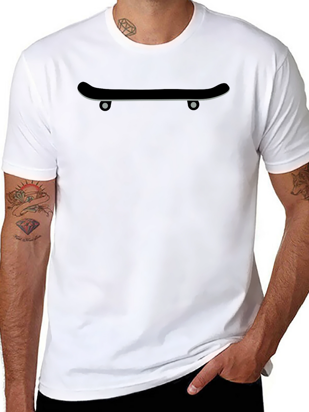 Cool Skateboard Graphic Tee - Black Cotton