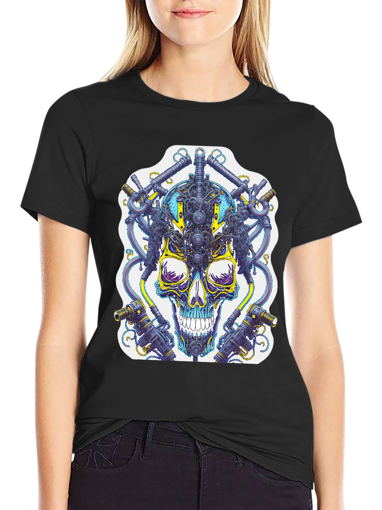 Cyberpunk Skull Graphic T-Shirt - Unique Techwear Style