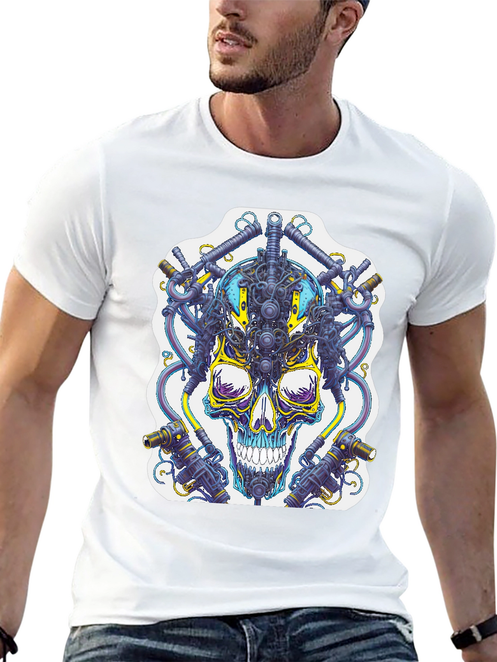Cyberpunk Skull Graphic T-Shirt - Unique Techwear Style