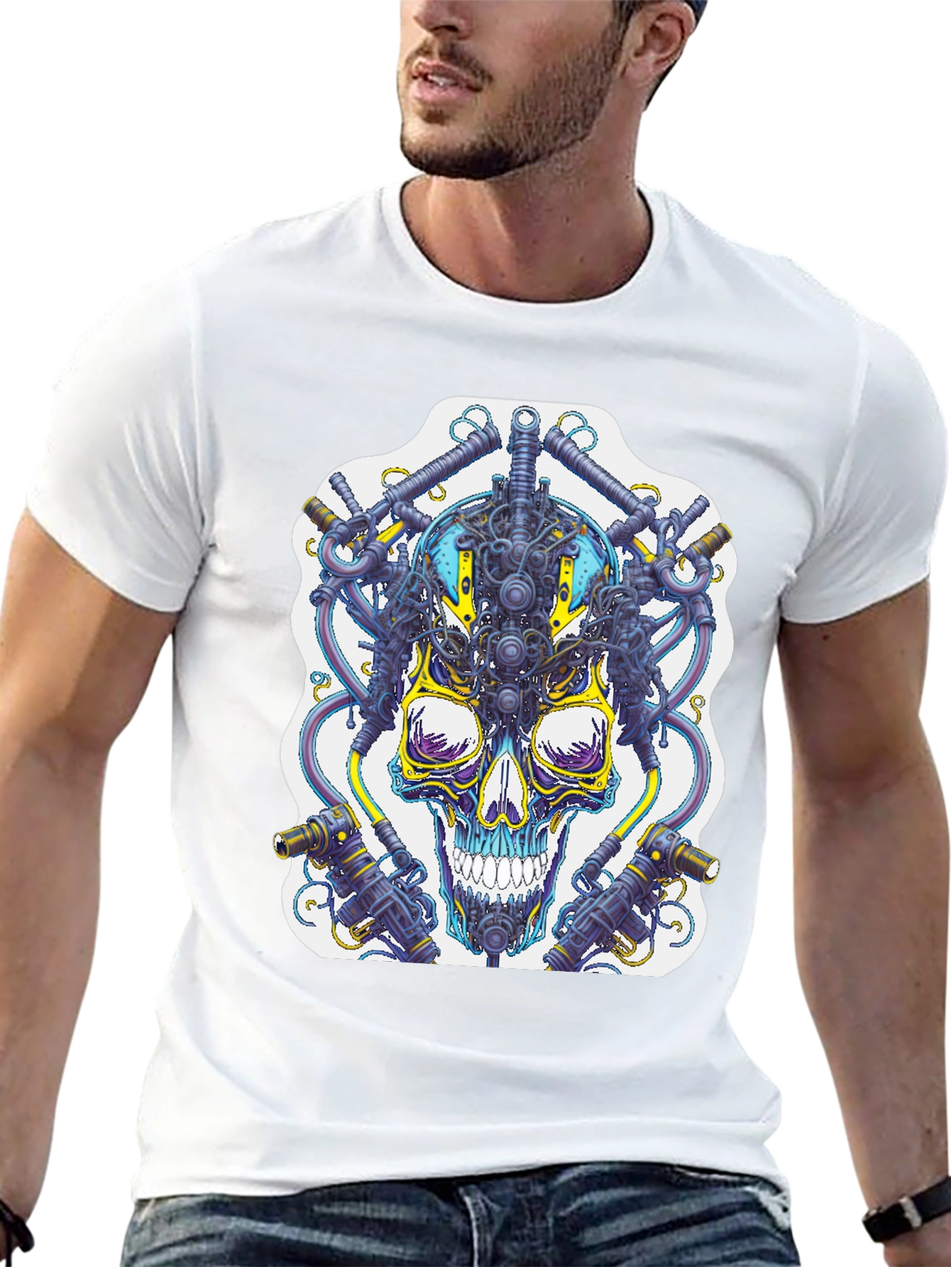 Cyberpunk Skull Graphic T-Shirt - Unique Techwear Style