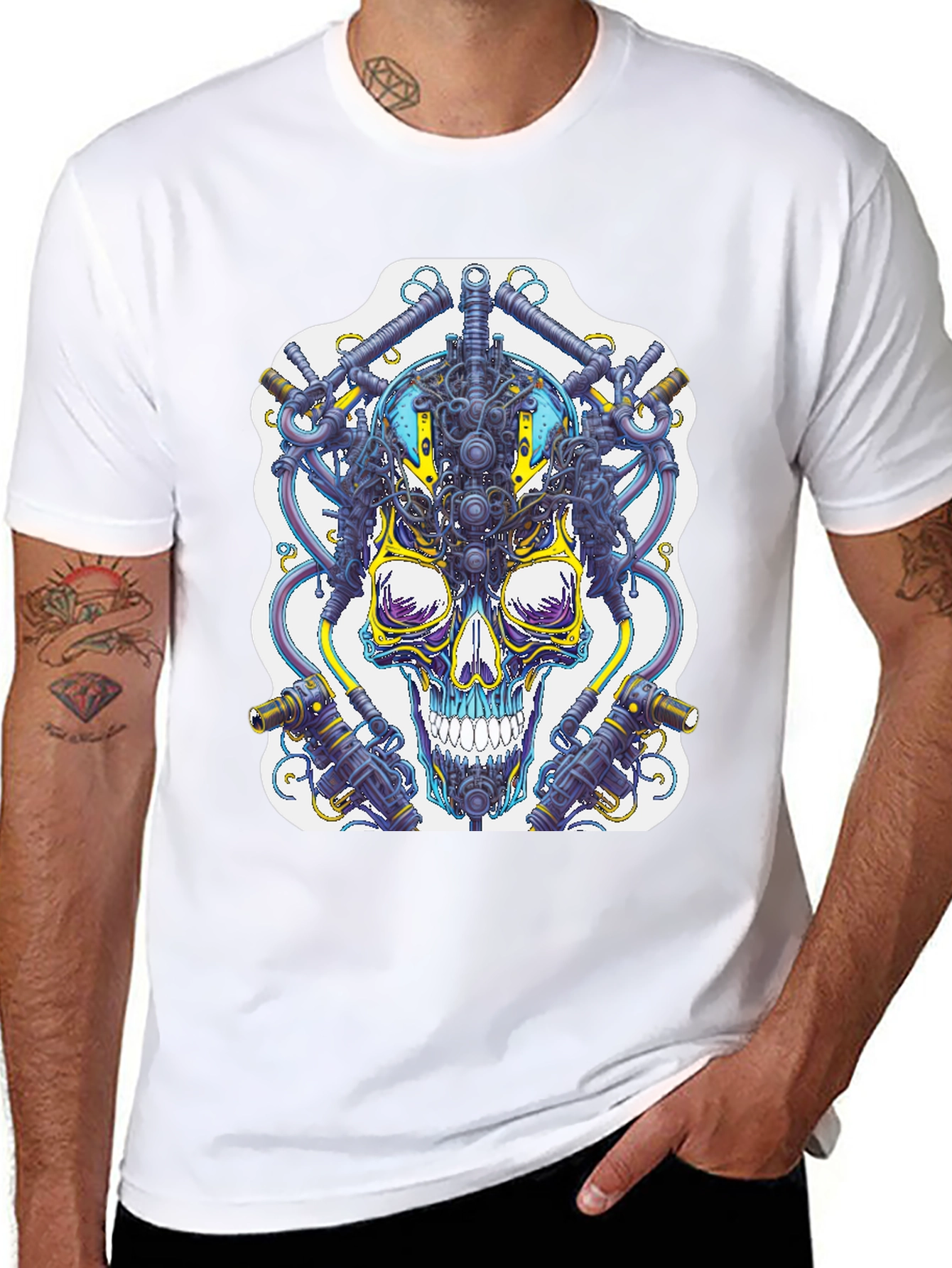 Cyberpunk Skull Graphic T-Shirt - Unique Techwear Style