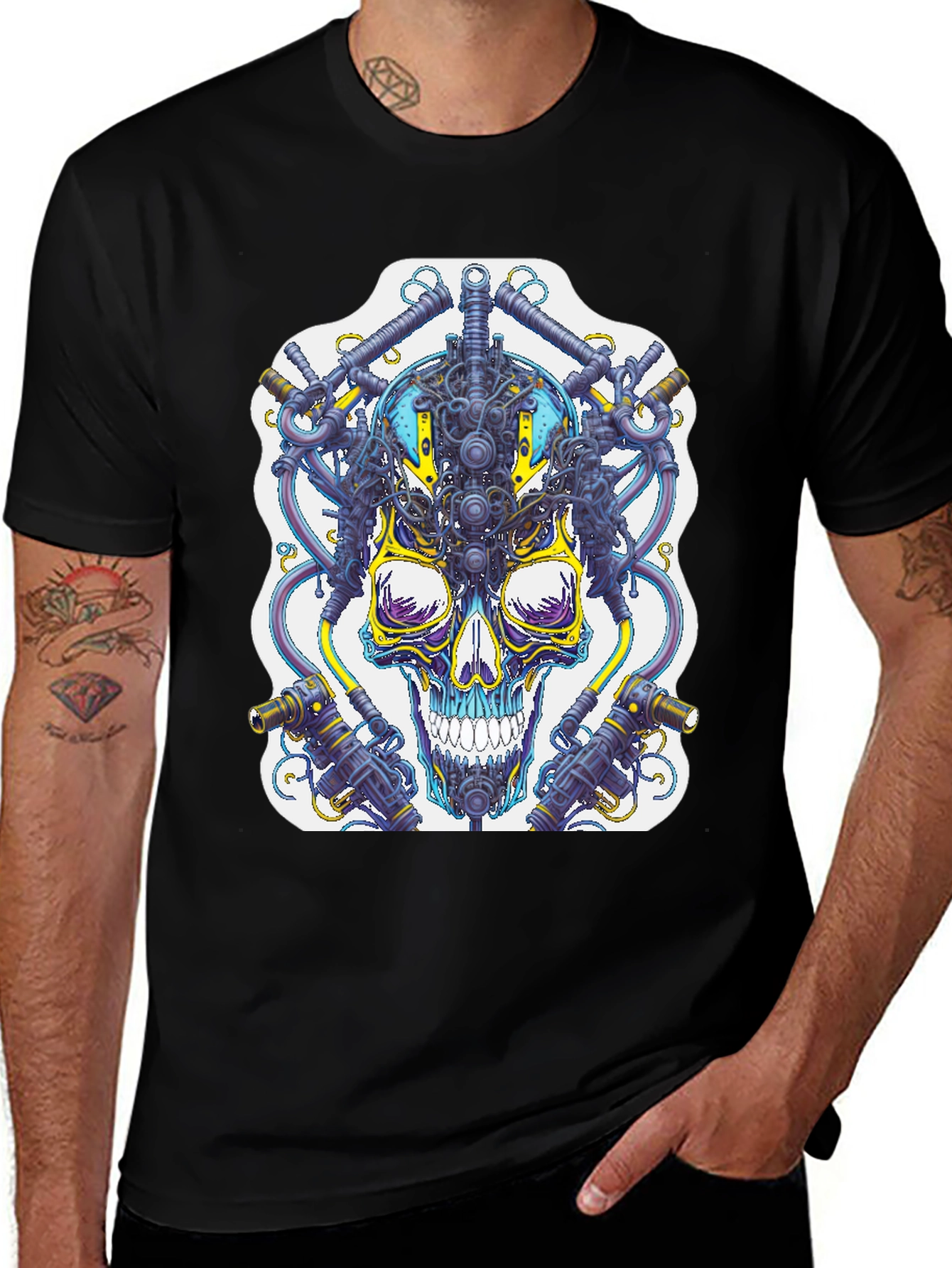 Cyberpunk Skull Graphic T-Shirt - Unique Techwear Style