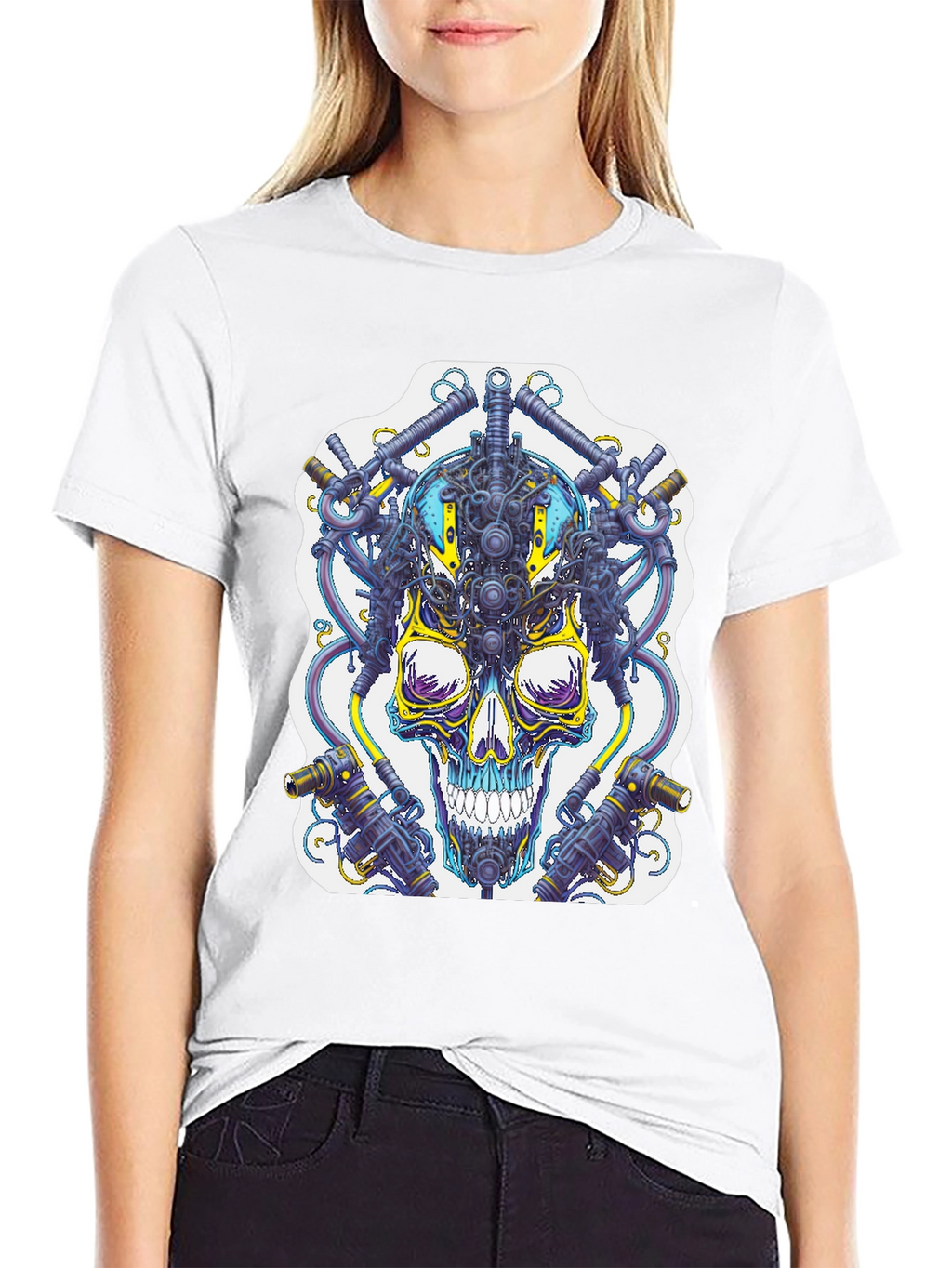 Cyberpunk Skull Graphic T-Shirt - Unique Techwear Style