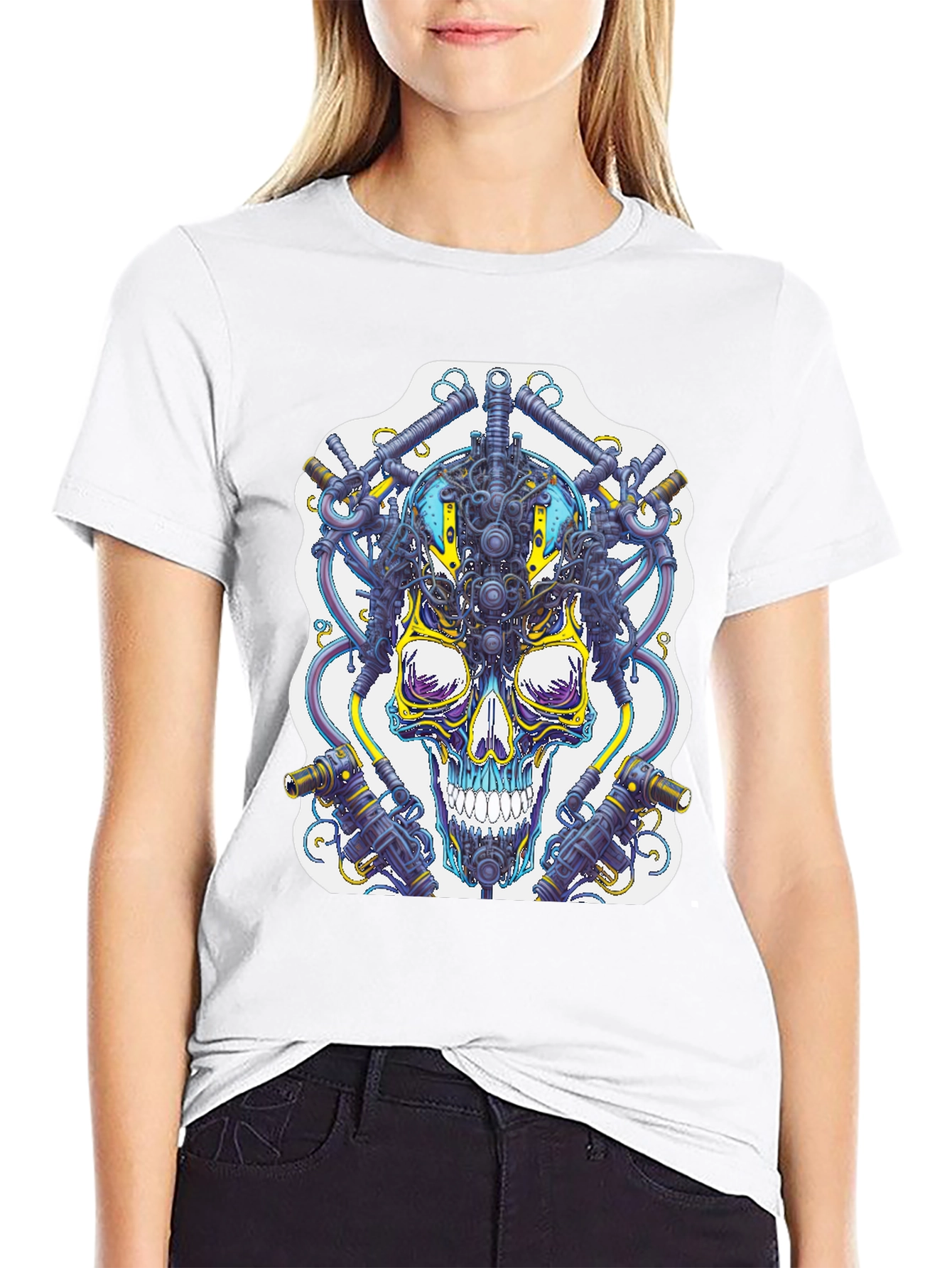 Cyberpunk Skull Graphic T-Shirt - Unique Techwear Style