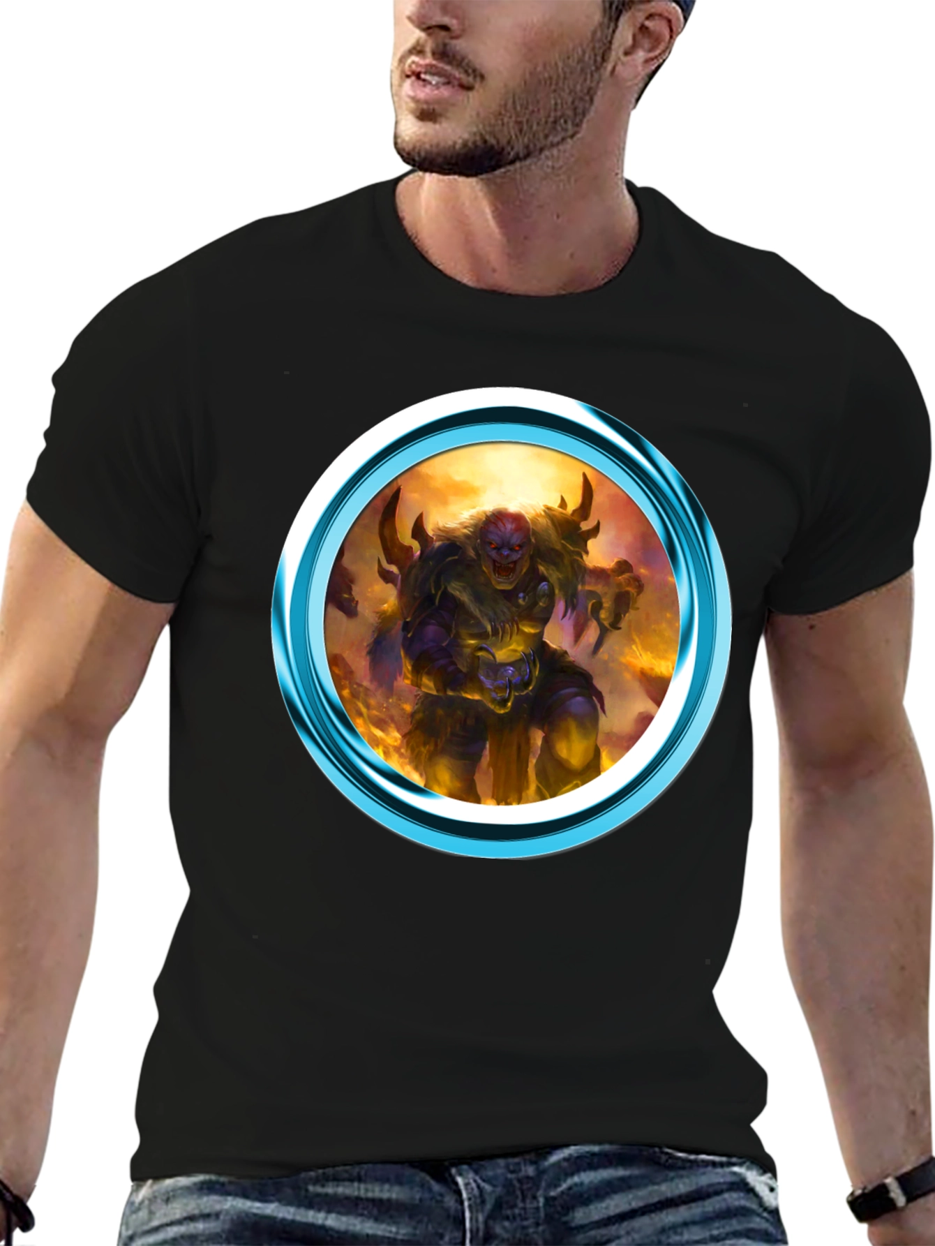 Fantasy Creature Graphic Print Black T-Shirt