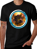 Fantasy Creature Graphic Print Black T-Shirt