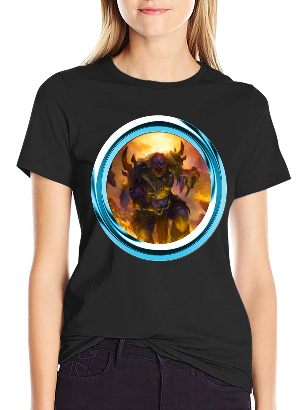 Fantasy Creature Graphic Print Black T-Shirt