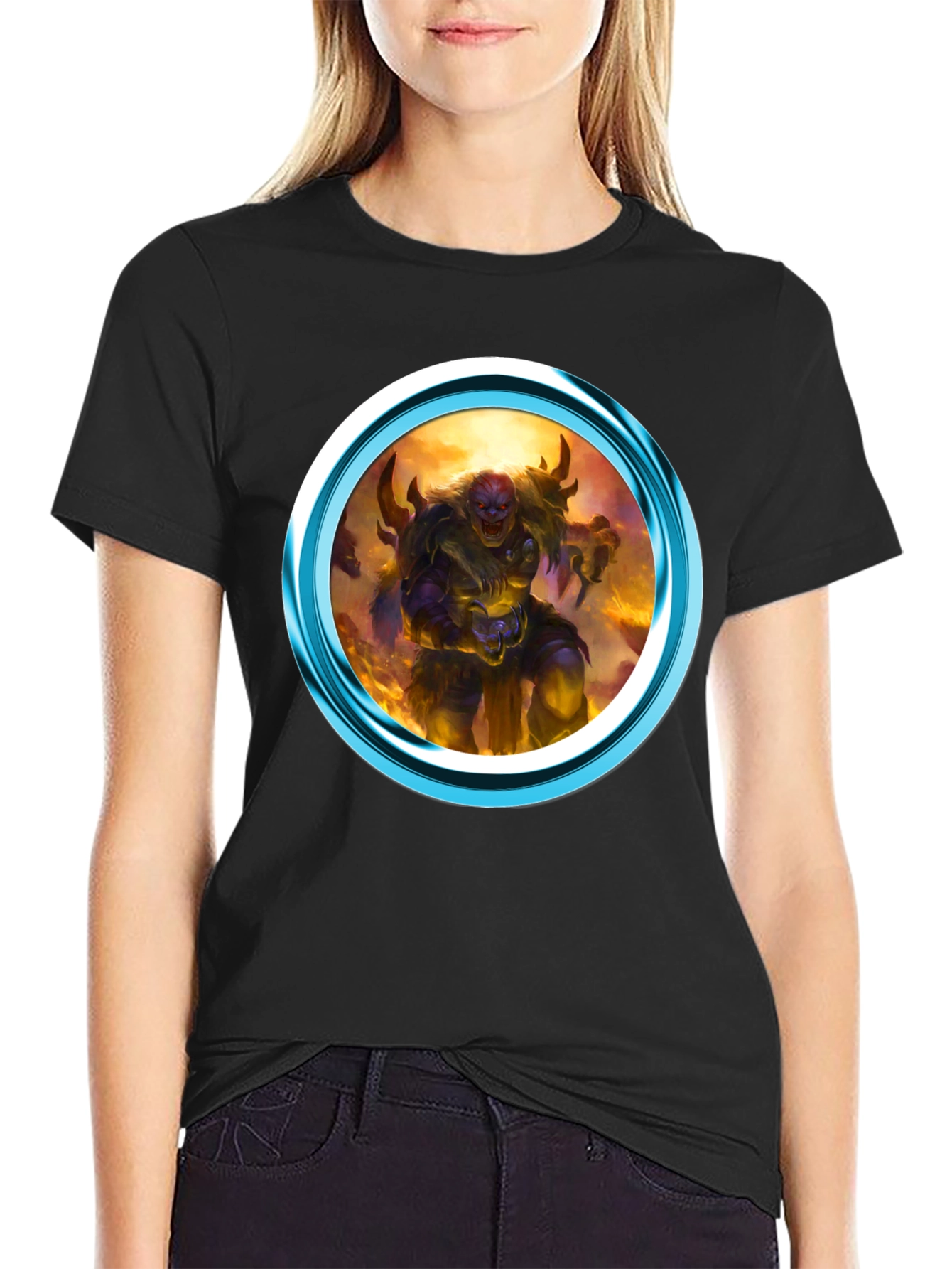 Fantasy Creature Graphic Print Black T-Shirt