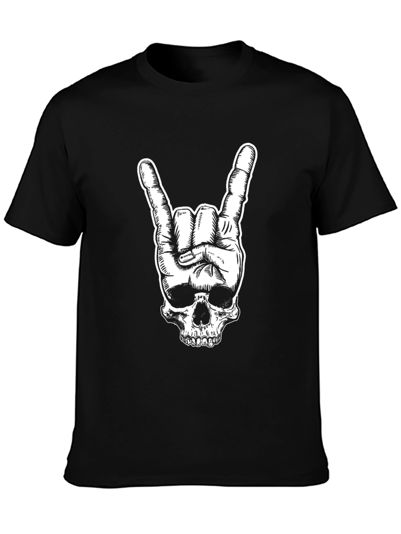 Rock On Skull Graphic Tee - Black