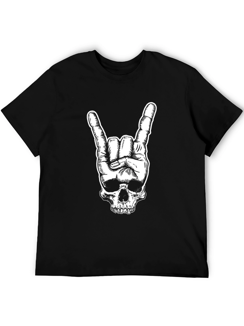 Rock On Skull Graphic Tee - Black