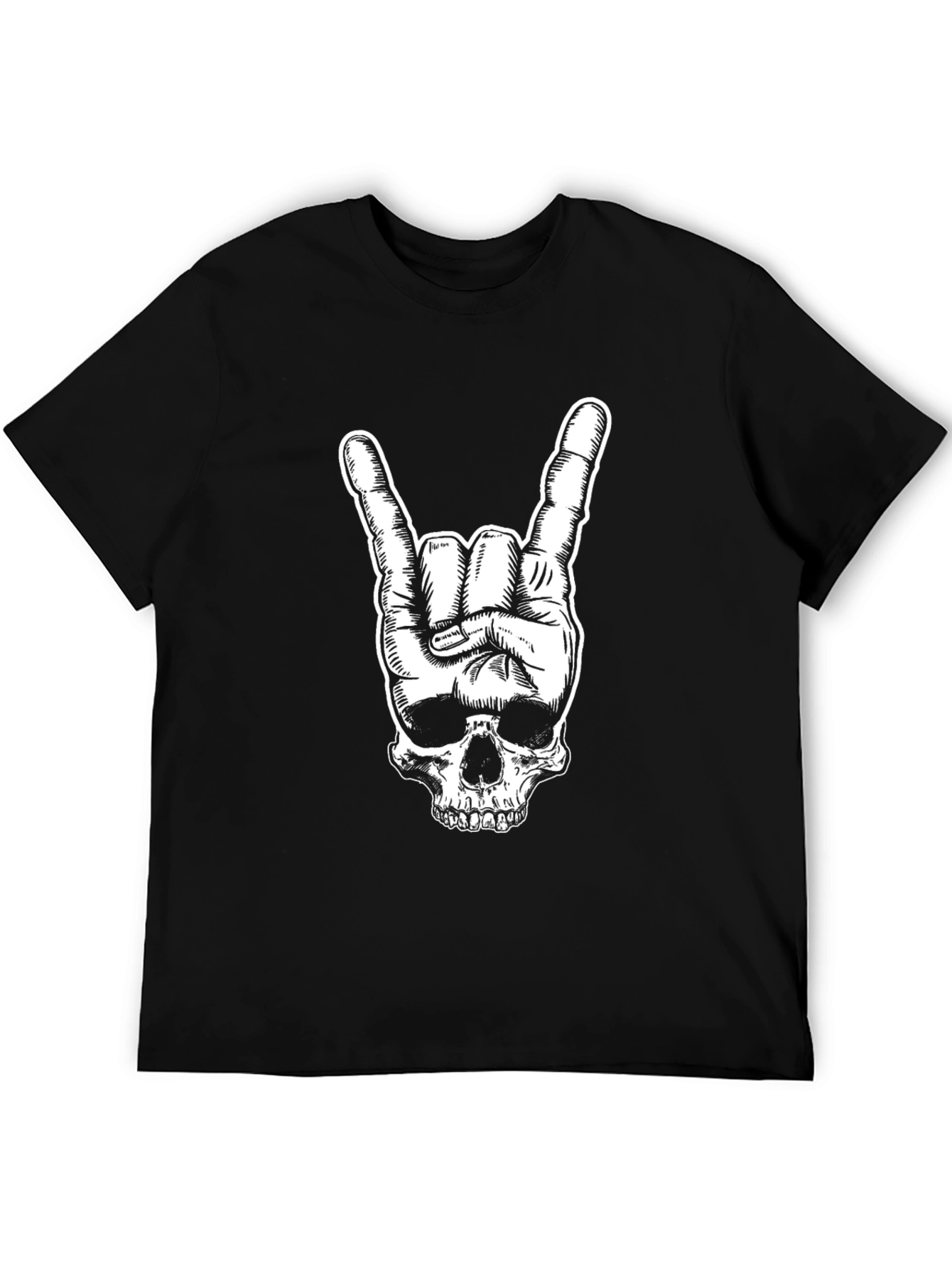 Rock On Skull Graphic Tee - Black