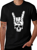 Rock On Skull Graphic Tee - Black
