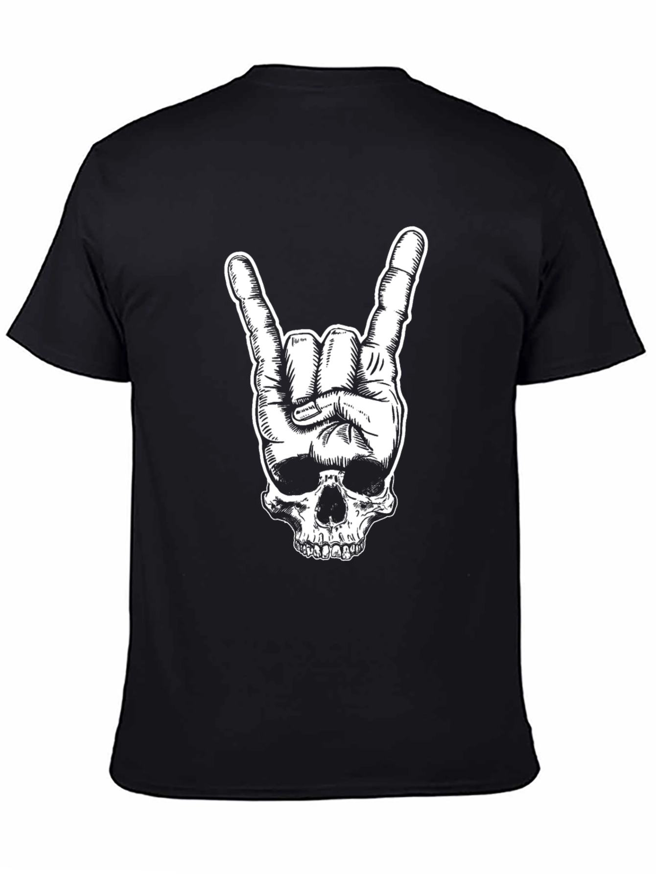 Rock On Skull Graphic Tee - Black