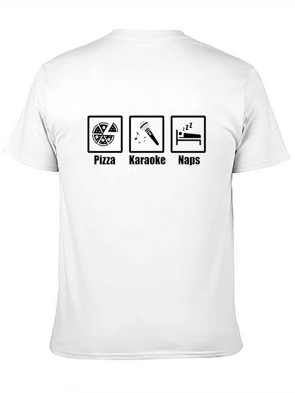 Pizza Karaoke Naps Graphic Tee - Black Cotton T-Shirt