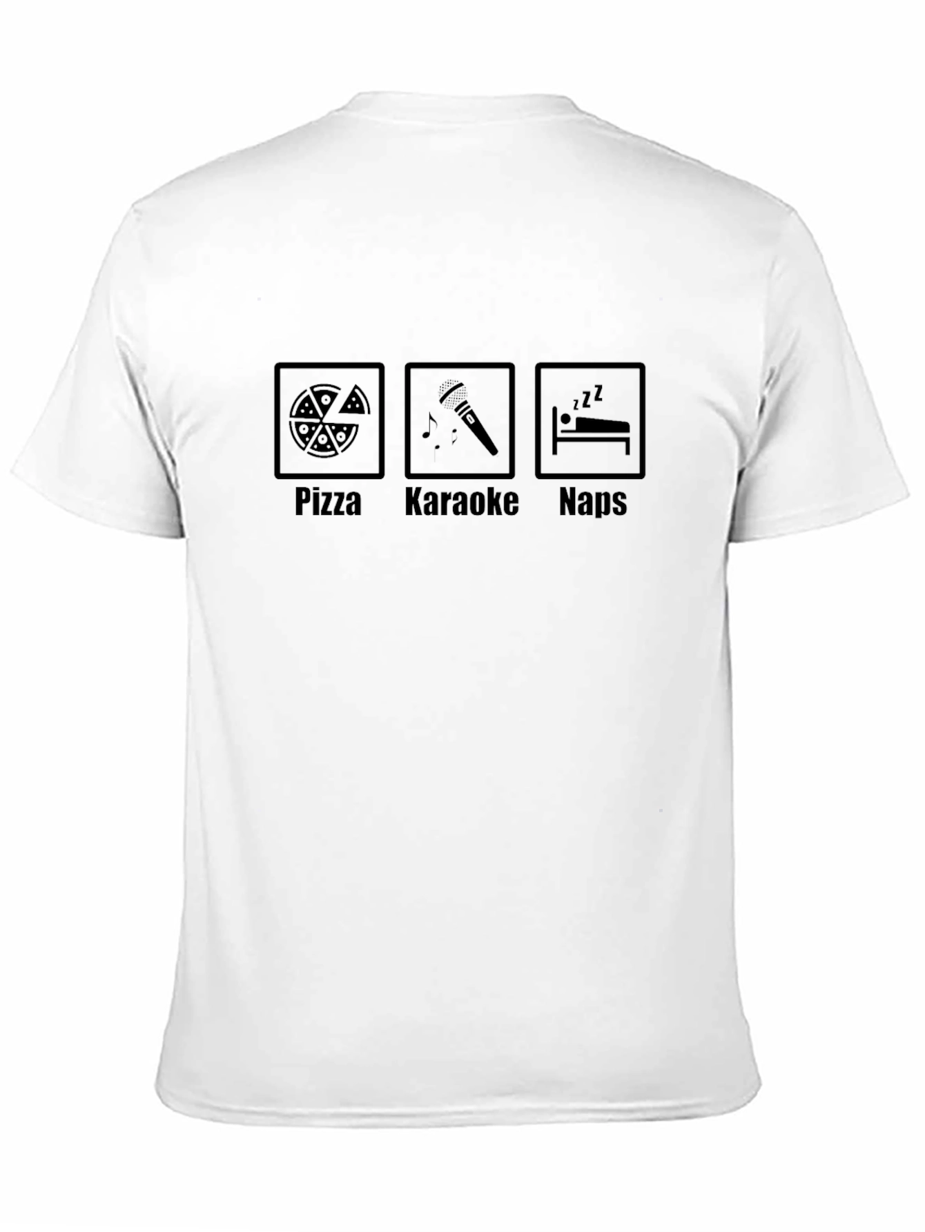 Pizza Karaoke Naps Graphic Tee - Black Cotton T-Shirt